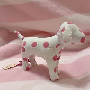 NWT VS PINK Plush Dog, White with Pink Polka Dots 🤍🩷